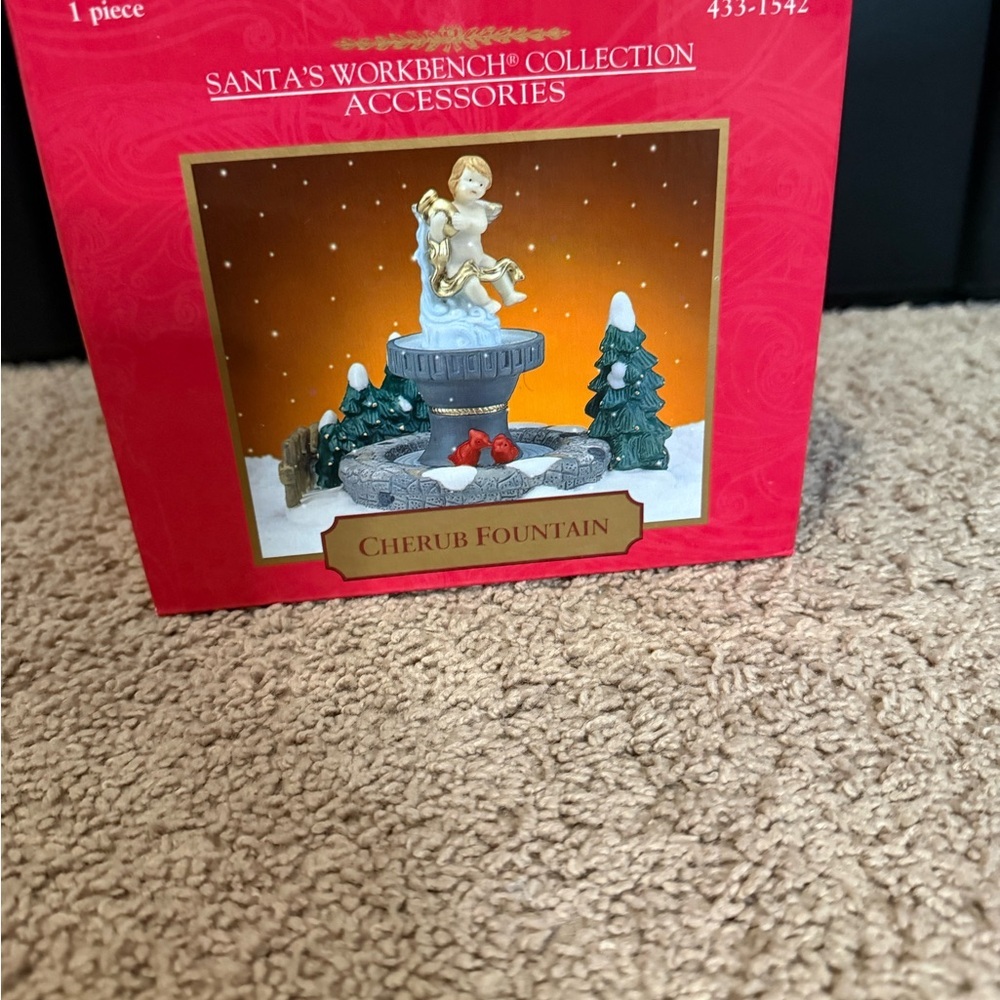 Santas Workbench Collection Accessories Cherub Fountain Porcelain Christmas 1999